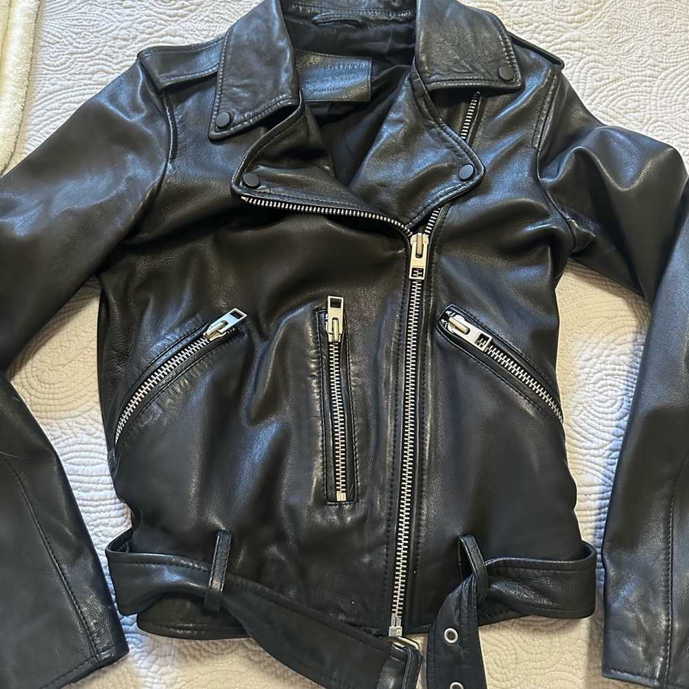 All Saints Balfern leather zip moto jacket